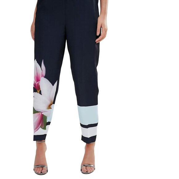 Ted Baker Abirati Trousers In Magnolia Stripe Print Pockets Career Size 4 - Picture 5 of 12